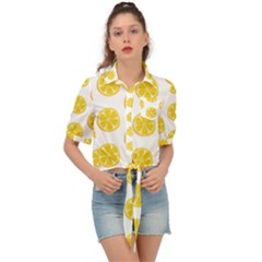 Fruit Food Juicy Organic Yellow Tie Front Shirt  by Wegoenart