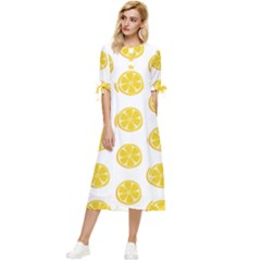 Fruit Food Juicy Organic Yellow Bow Sleeve Chiffon Midi Dress by Wegoenart