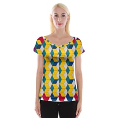 Vectors Blocks Label Illusion Cap Sleeve Top by Wegoenart