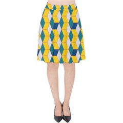 Vectors Blocks Label Illusion Velvet High Waist Skirt by Wegoenart