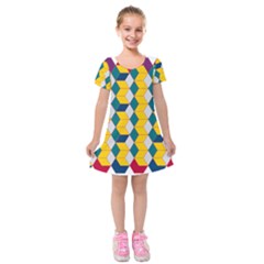 Vectors Blocks Label Illusion Kids  Short Sleeve Velvet Dress by Wegoenart