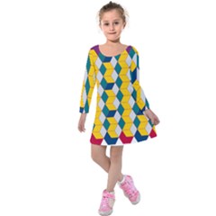 Vectors Blocks Label Illusion Kids  Long Sleeve Velvet Dress by Wegoenart