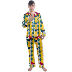 Vectors Blocks Label Illusion Men s Long Sleeve Satin Pajamas Set