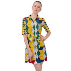 Vectors Blocks Label Illusion Belted Shirt Dress by Wegoenart