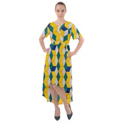 Vectors Blocks Label Illusion Front Wrap High Low Dress by Wegoenart