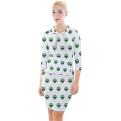 Aliens Ufo Fantasy Pattern Quarter Sleeve Hood Bodycon Dress by Wegoenart