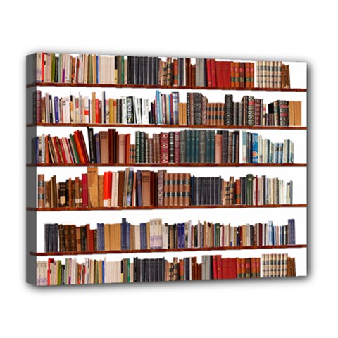 Books Shelves Bookshelves Bookcase 634 Canvas 14  X 11  (stretched) by Wegoenart