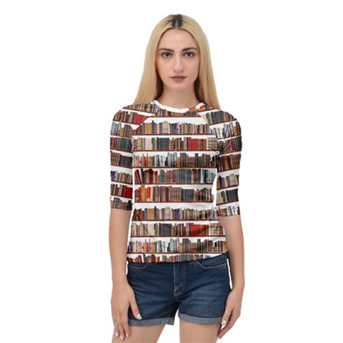 Books Shelves Bookshelves Bookcase 634 Quarter Sleeve Raglan Tee by Wegoenart