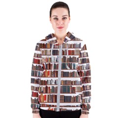 Books Shelves Bookshelves Bookcase 634 Women s Zipper Hoodie by Wegoenart