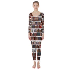 Books Shelves Bookshelves Bookcase 634 Long Sleeve Catsuit by Wegoenart