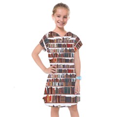 Books Shelves Bookshelves Bookcase 634 Kids  Drop Waist Dress by Wegoenart