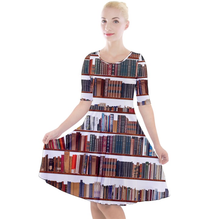 Books Shelves Bookshelves Bookcase 634 Quarter Sleeve A-Line Dress