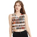 Books Shelves Bookshelves Bookcase 634 V-Neck Cropped Tank Top View1