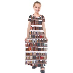 Books Shelves Bookshelves Bookcase 634 Kids  Short Sleeve Maxi Dress by Wegoenart