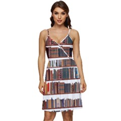 Books Shelves Bookshelves Bookcase 634 V-neck Pocket Summer Dress  by Wegoenart