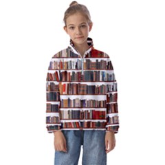 Books Shelves Bookshelves Bookcase 634 Kids  Half Zip Hoodie by Wegoenart