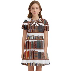 Books Shelves Bookshelves Bookcase 634 Kids  Bow Tie Puff Sleeve Dress by Wegoenart