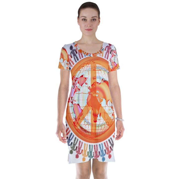 Illustrations People Peacemankindsilhouettes Short Sleeve Nightdress