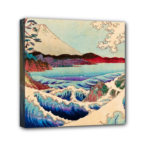 Wave Japanese Mount Fuji Mini Canvas 6  x 6  (Stretched)