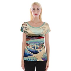 Wave Japanese Mount Fuji Cap Sleeve Top