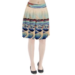 Wave Japanese Mount Fuji Pleated Skirt