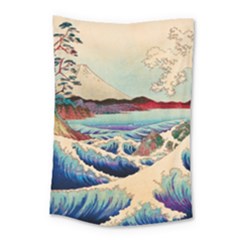 Wave Japanese Mount Fuji Small Tapestry by Wegoenart