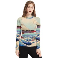 Wave Japanese Mount Fuji Women s Long Sleeve Rash Guard