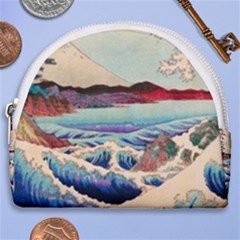 Wave Japanese Mount Fuji Horseshoe Style Canvas Pouch