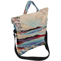 Wave Japanese Mount Fuji Fold Over Handle Tote Bag