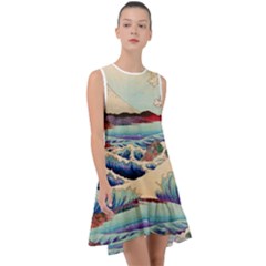 Wave Japanese Mount Fuji Frill Swing Dress