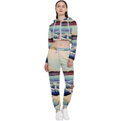 Wave Japanese Mount Fuji Cropped Zip Up Lounge Set