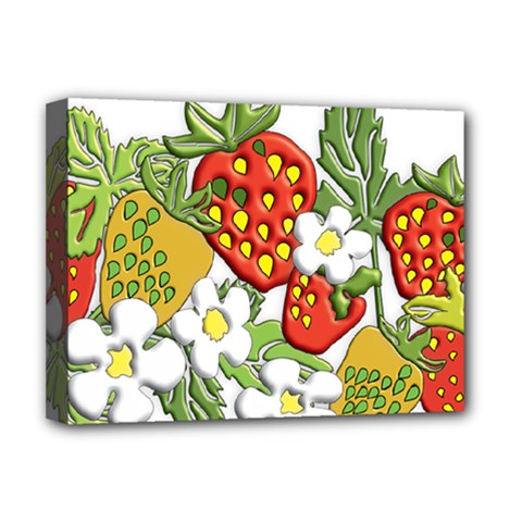 Strawberries Berry Strawberry Leaves Deluxe Canvas 16  X 12  (stretched)  by Wegoenart