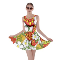 Strawberries Berry Strawberry Leaves Skater Dress by Wegoenart