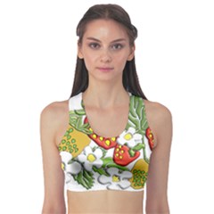 Strawberries Berry Strawberry Leaves Sports Bra by Wegoenart