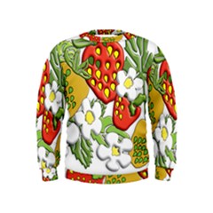 Strawberries Berry Strawberry Leaves Kids  Sweatshirt by Wegoenart