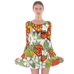 Strawberries Berry Strawberry Leaves Long Sleeve Skater Dress by Wegoenart