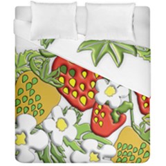 Strawberries Berry Strawberry Leaves Duvet Cover Double Side (california King Size) by Wegoenart