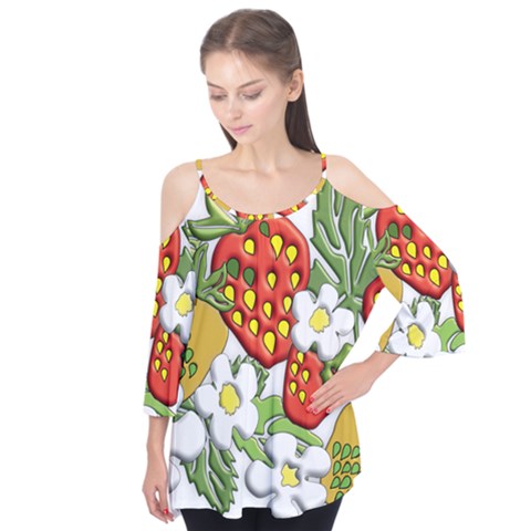 Strawberries Berry Strawberry Leaves Flutter Tees by Wegoenart