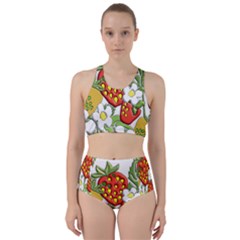 Strawberries Berry Strawberry Leaves Racer Back Bikini Set by Wegoenart