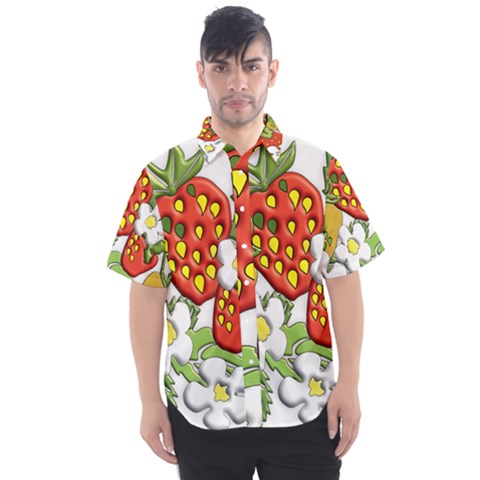 Strawberries Berry Strawberry Leaves Men s Short Sleeve Shirt by Wegoenart