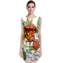 Strawberries Berry Strawberry Leaves Sleeveless Velvet Midi Dress by Wegoenart