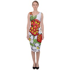 Strawberries Berry Strawberry Leaves Sleeveless Pencil Dress by Wegoenart