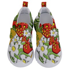 Strawberries Berry Strawberry Leaves Kids  Velcro No Lace Shoes by Wegoenart