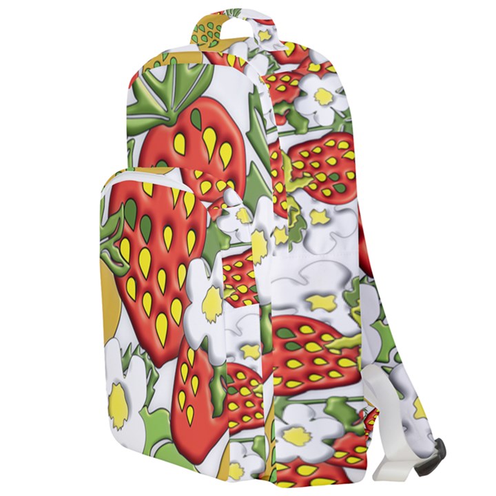 Strawberries Berry Strawberry Leaves Double Compartment Backpack