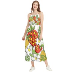 Strawberries Berry Strawberry Leaves Boho Sleeveless Summer Dress by Wegoenart