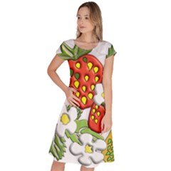 Strawberries Berry Strawberry Leaves Classic Short Sleeve Dress by Wegoenart