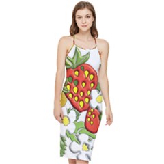 Strawberries Berry Strawberry Leaves Bodycon Cross Back Summer Dress by Wegoenart