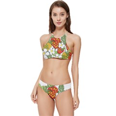 Strawberries Berry Strawberry Leaves Banded Triangle Bikini Set