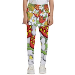 Strawberries Berry Strawberry Leaves Kids  Skirted Pants by Wegoenart