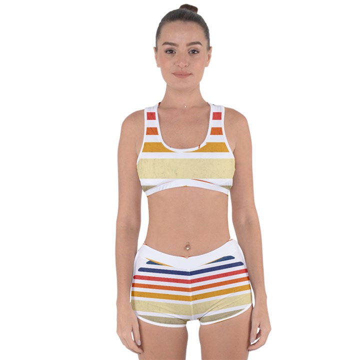 Illustration Retro Sun Sunset Vintage Graphic Racerback Boyleg Bikini Set